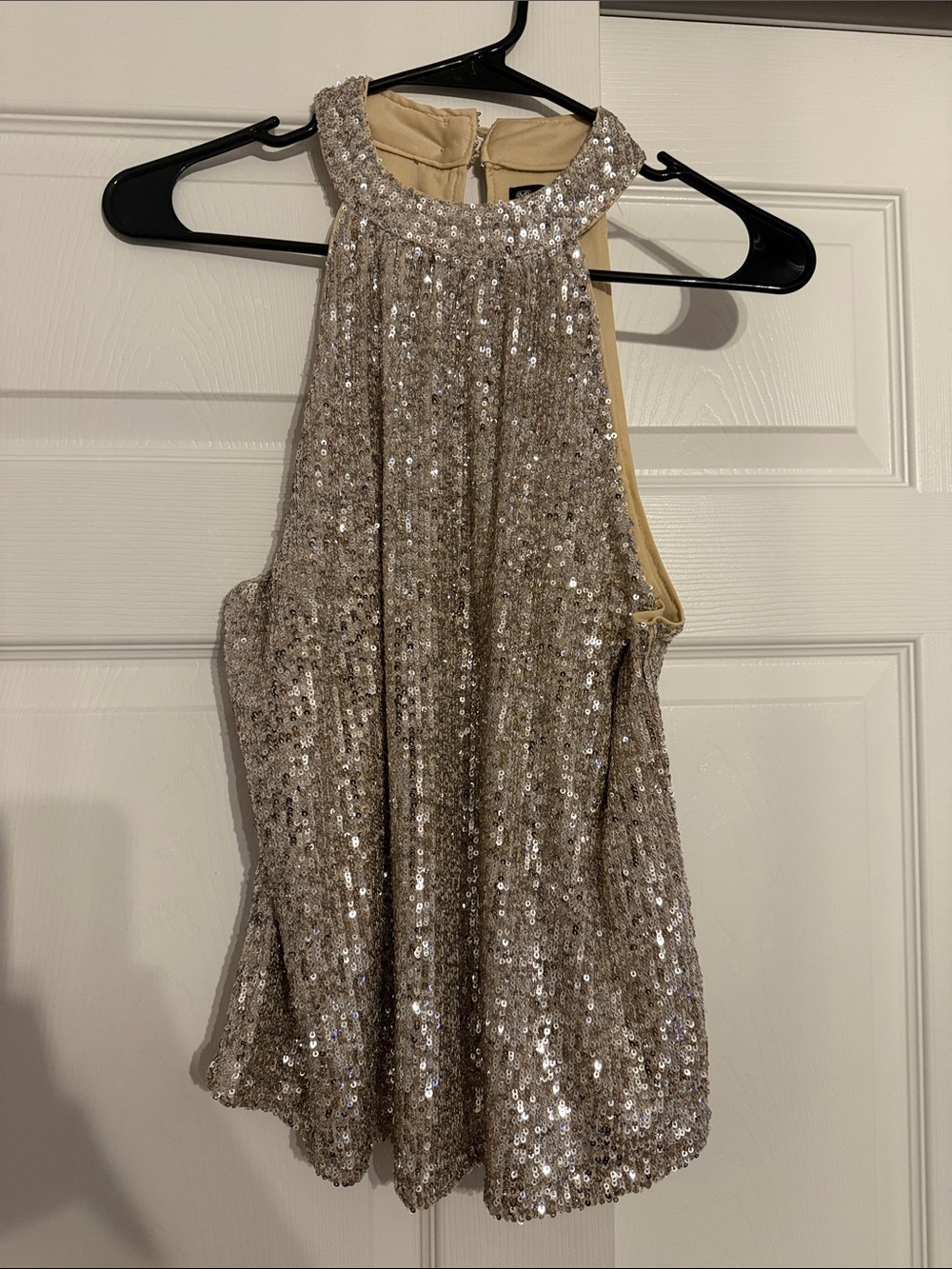 Cable & Gauge Champagne Sequin Halter Top